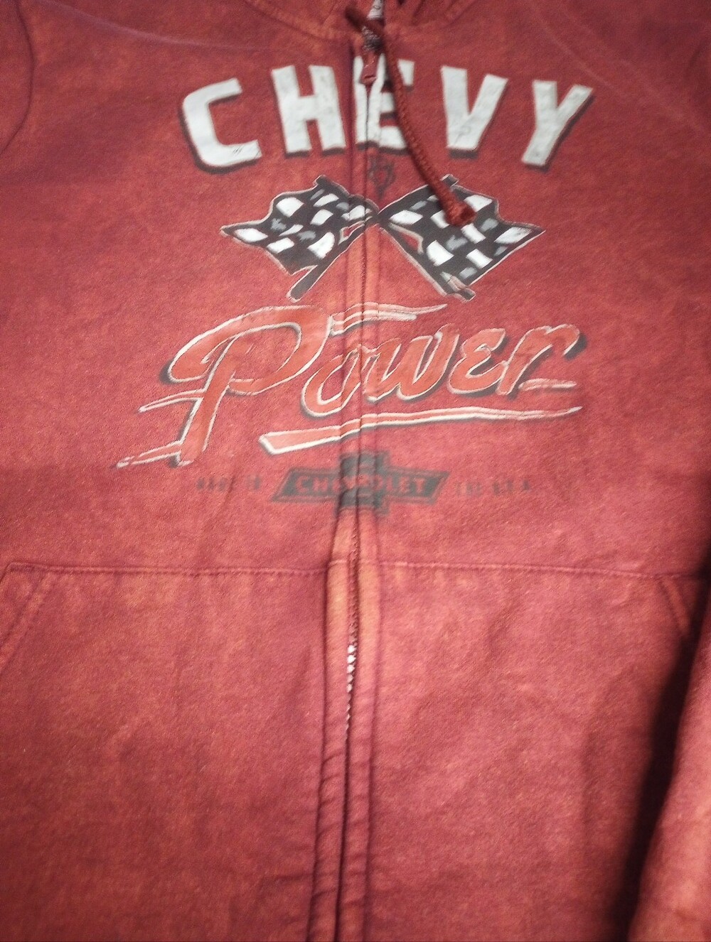 Chevy Power Rust  Zip-Up Hoodie Size Medium 38/40